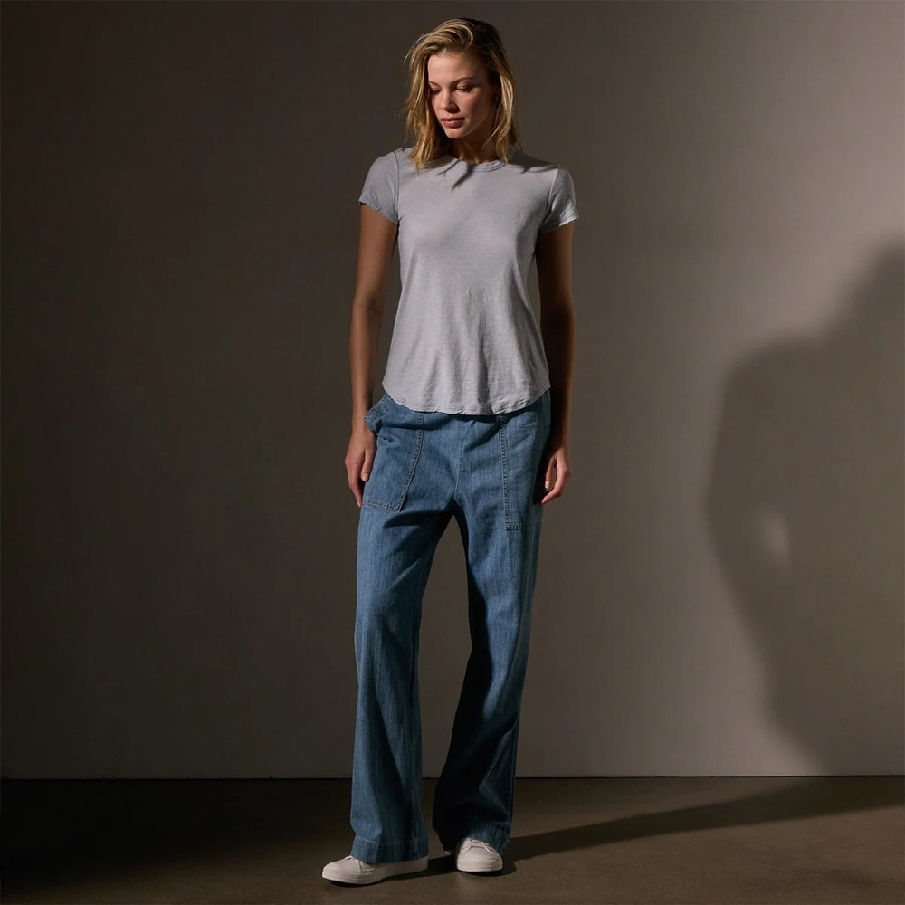 James Perse Sheer Slub Crew Neck Tee Grey Glacier